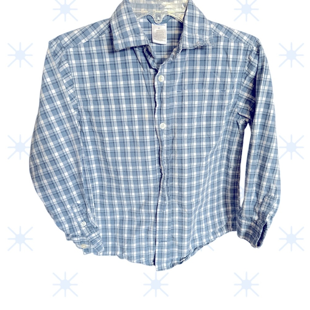 Gymboree Blue Plaid Button-Down Shirt.  EUC Size 6